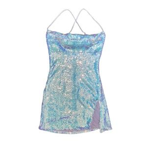 Raelynn Iridescent Sequin Bodycon Dress Baby Blue